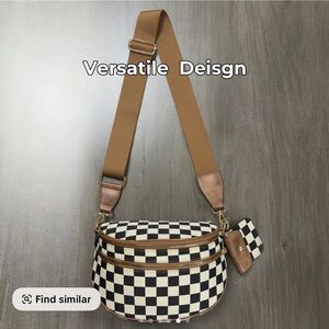GAINSNS Fashionable Checkerboard Plaid Women's Large Crossbody Saddle Bag